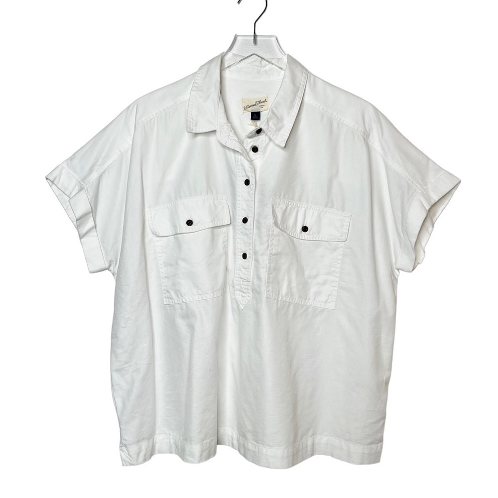 NEW Universal Thread Women’s White Popover Preppy Collared Camp Shirt Sz XL